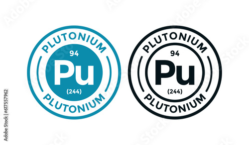 Plutonium logo badge template. this is chemical element of periodic table symbol. Suitable for business, technology, molecule, atomic symbol 