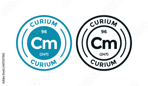 Curium logo badge template. this is chemical element of periodic table symbol. Suitable for business, technology, molecule, atomic symbol 