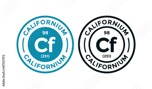 Californium logo badge template. this is chemical element of periodic table symbol. Suitable for business, technology, molecule, atomic symbol 