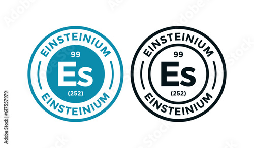 Einsteinium logo badge template. this is chemical element of periodic table symbol. Suitable for business, technology, molecule, atomic symbol 