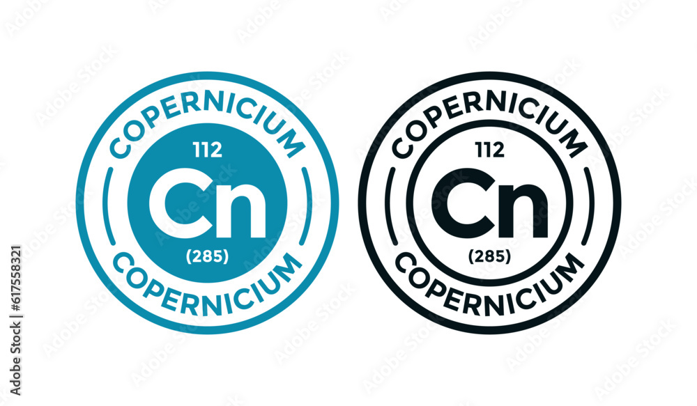 Copernicium logo badge template. this is chemical element of periodic table symbol. Suitable for business, technology, molecule, atomic symbol 