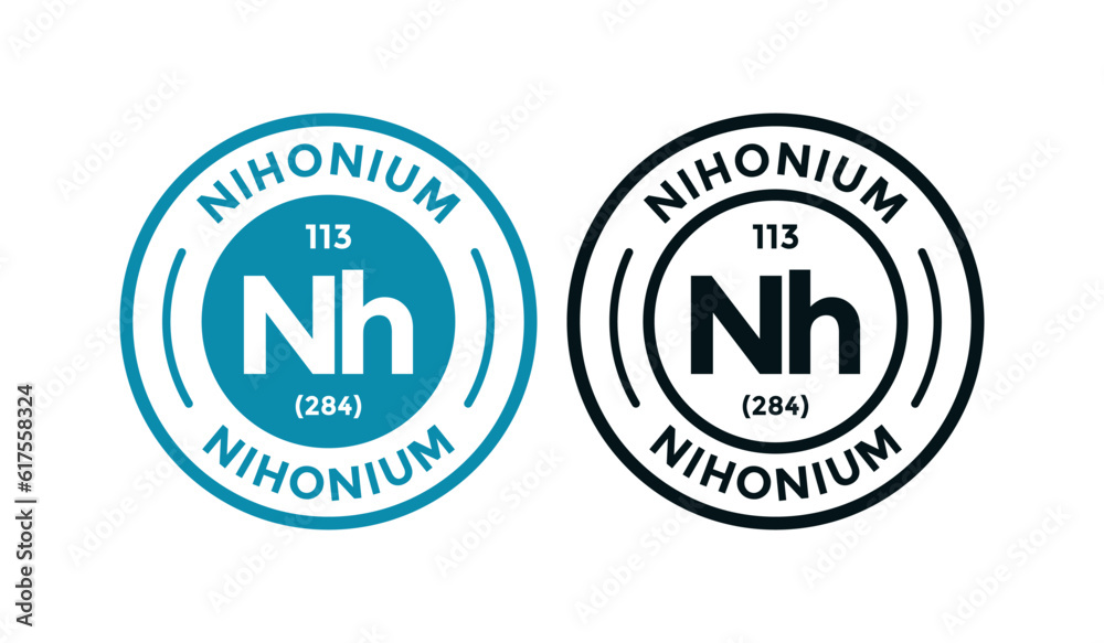 Nihonium logo badge template. this is chemical element of periodic table symbol. Suitable for business, technology, molecule, atomic symbol 