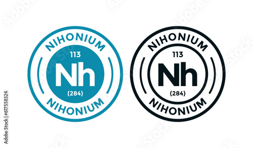 Nihonium logo badge template. this is chemical element of periodic table symbol. Suitable for business, technology, molecule, atomic symbol 