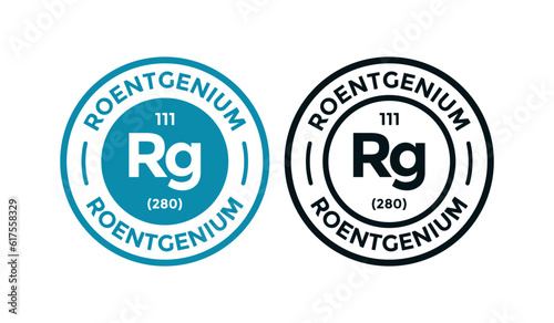 Roentgenium logo badge template. this is chemical element of periodic table symbol. Suitable for business, technology, molecule, atomic symbol 