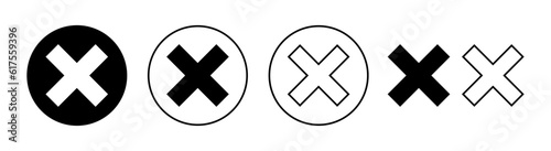 Close icon set for web and mobile app. Delete sign and symbol. cross sign