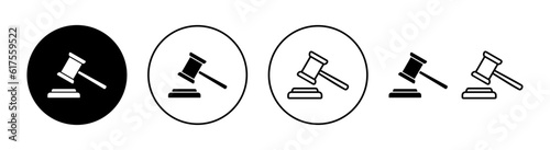 Gavel icon set for web and mobile app. judge gavel sign and symbol. law icon. auction hammer