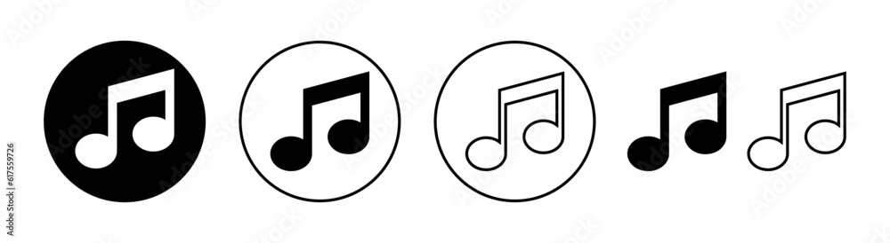 Music icon set for web and mobile app. note music sign and symbol Music icon set for web and mobile app. note music sign and symbol