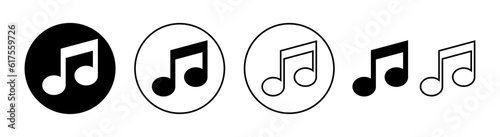 Music icon set  for web and mobile app. note music sign and symbol