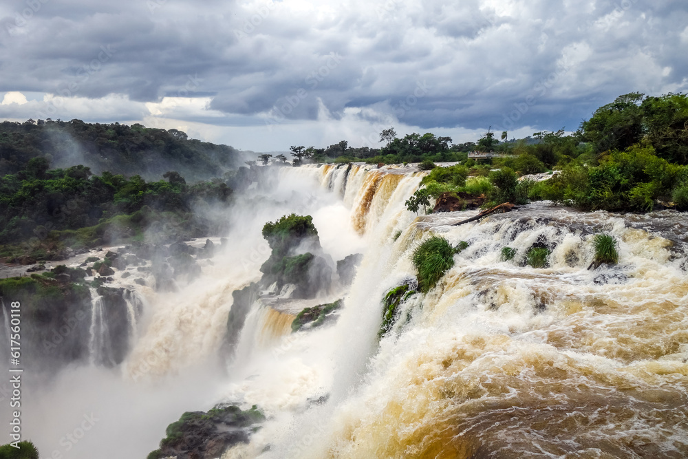 iguazu falls national park. tropical waterfalls and rainforest landscape