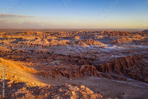 Valle de la Luna landscape at sunset in San Pedro de Atacama, Chile