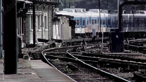 Passenger Train arriving at Retiro Central Station in Buenos Aires, Argentina. 4K. photo
