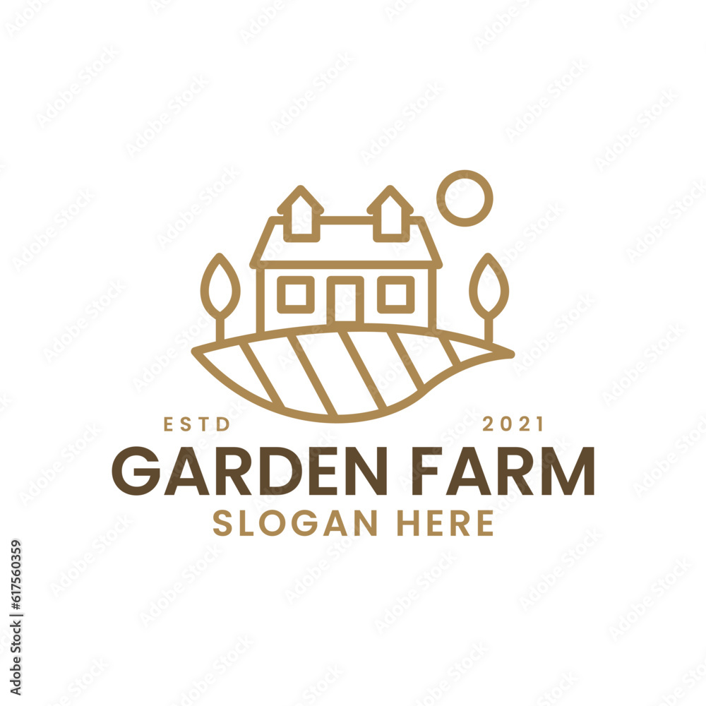 Vector garden farm house agriculture logo design template illustration
