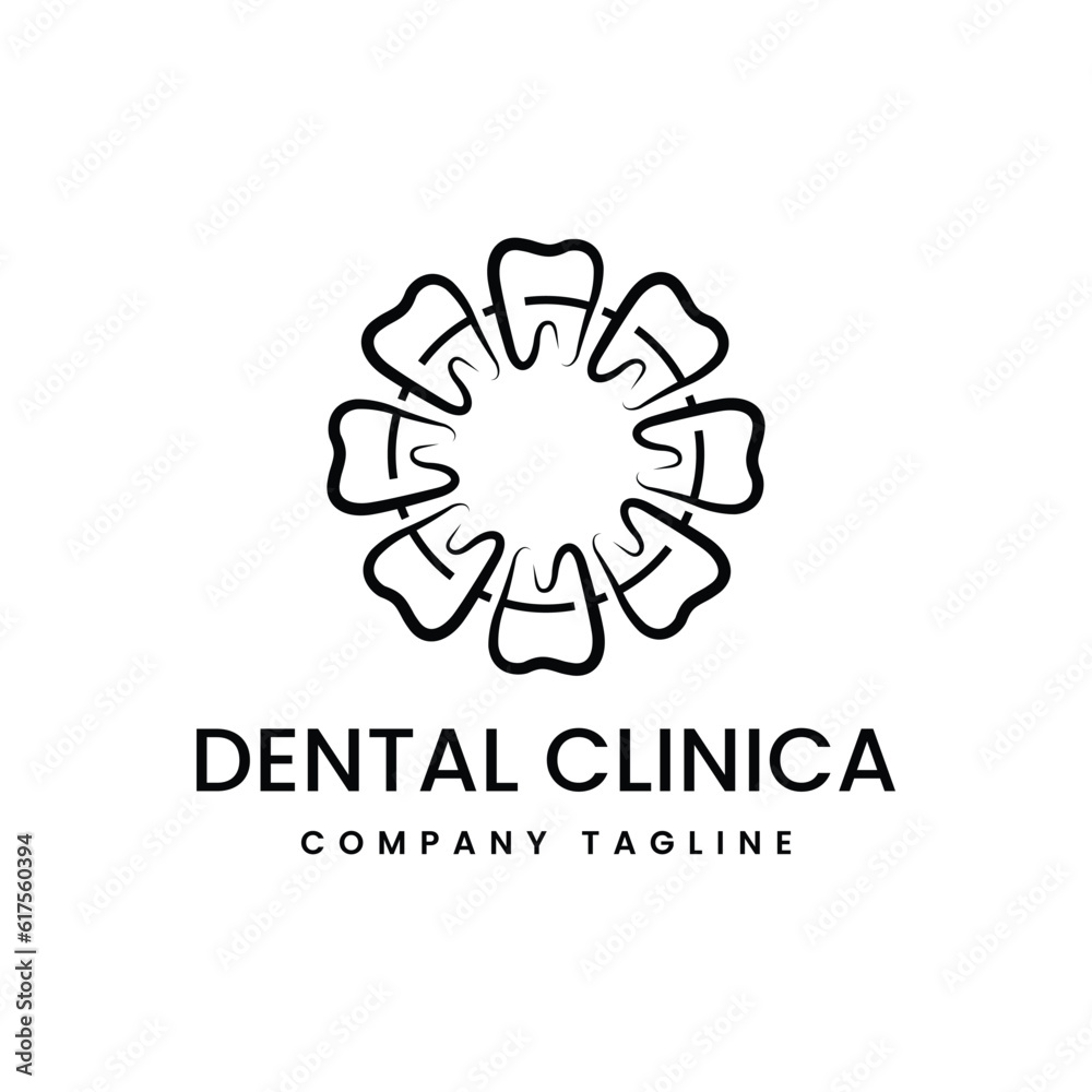 Vector circular tooth or dental logo design template illustration Vector circular tooth or dental logo design template illustration