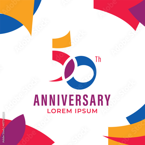 Logo number 50 aniversary with the concept of brush, tourism, and festival