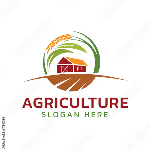 Farm house and rice logo template suitable for businesses and product names. This stylish logo design could be used for different purposes for a company, product, service or for all your ideas.