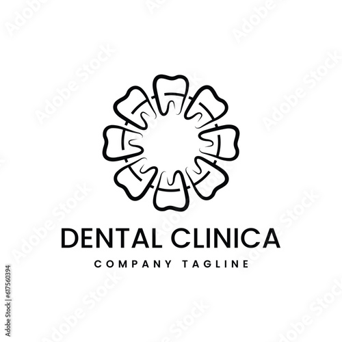 Vector circular tooth or dental logo design template illustration