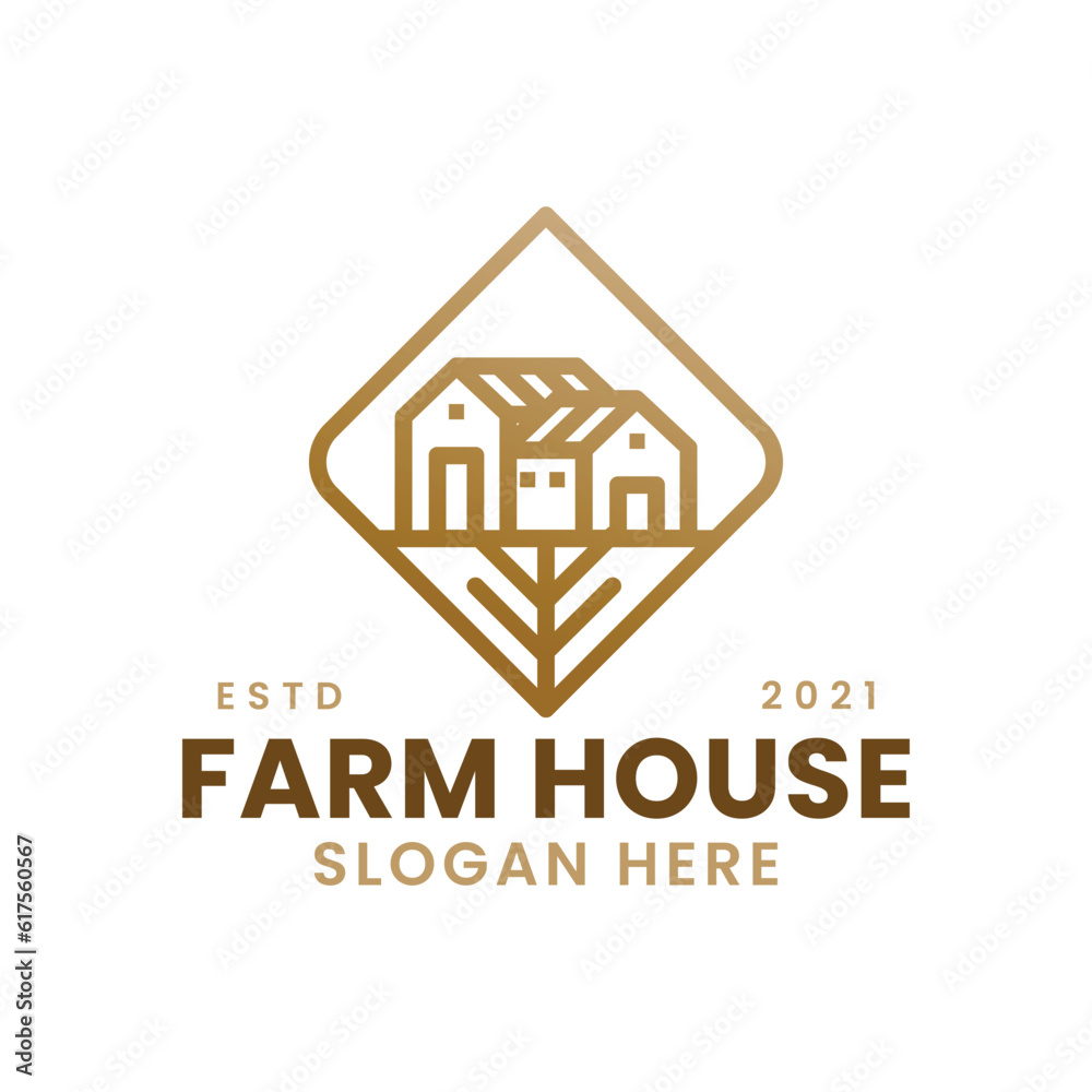 Vector house logo icon. negative space style.