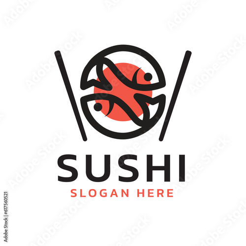 Chopstick Swoosh Bowl Oriental Japan Cuisine, Japanese Sushi Seafood logo design inspiration