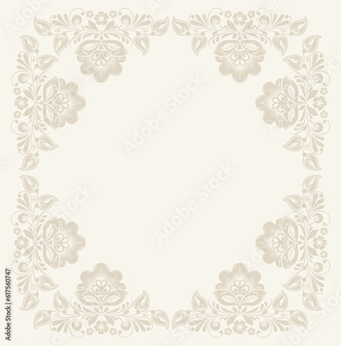 beige Elegant background with decorative floral frame