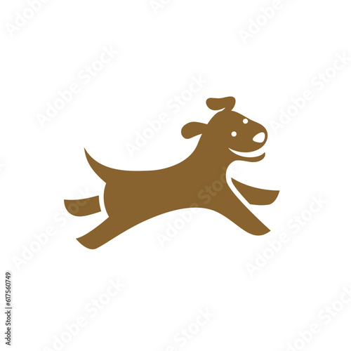 Cute dog character logo run and jump