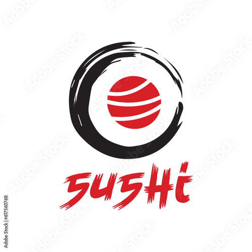 Vector sushi logo combination. Japanese food and roll symbol or icon. Unique seafood logotype design template.