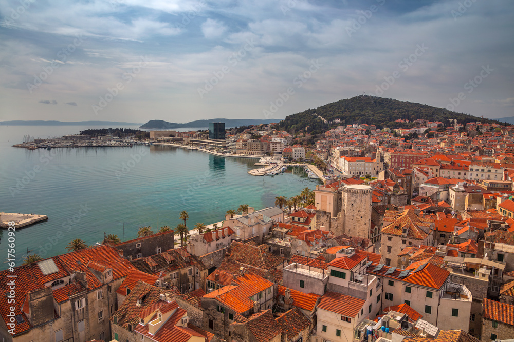 Beautiful romantic old town of Split during sunny day, Croatia,Europe.