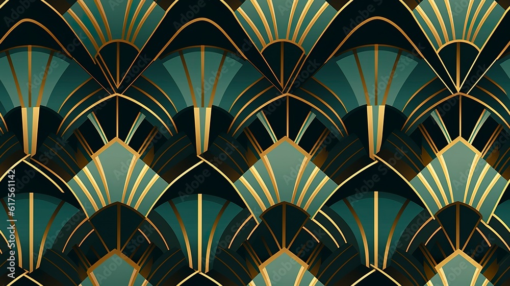 Elegant art deco pattern. Ai generative art.