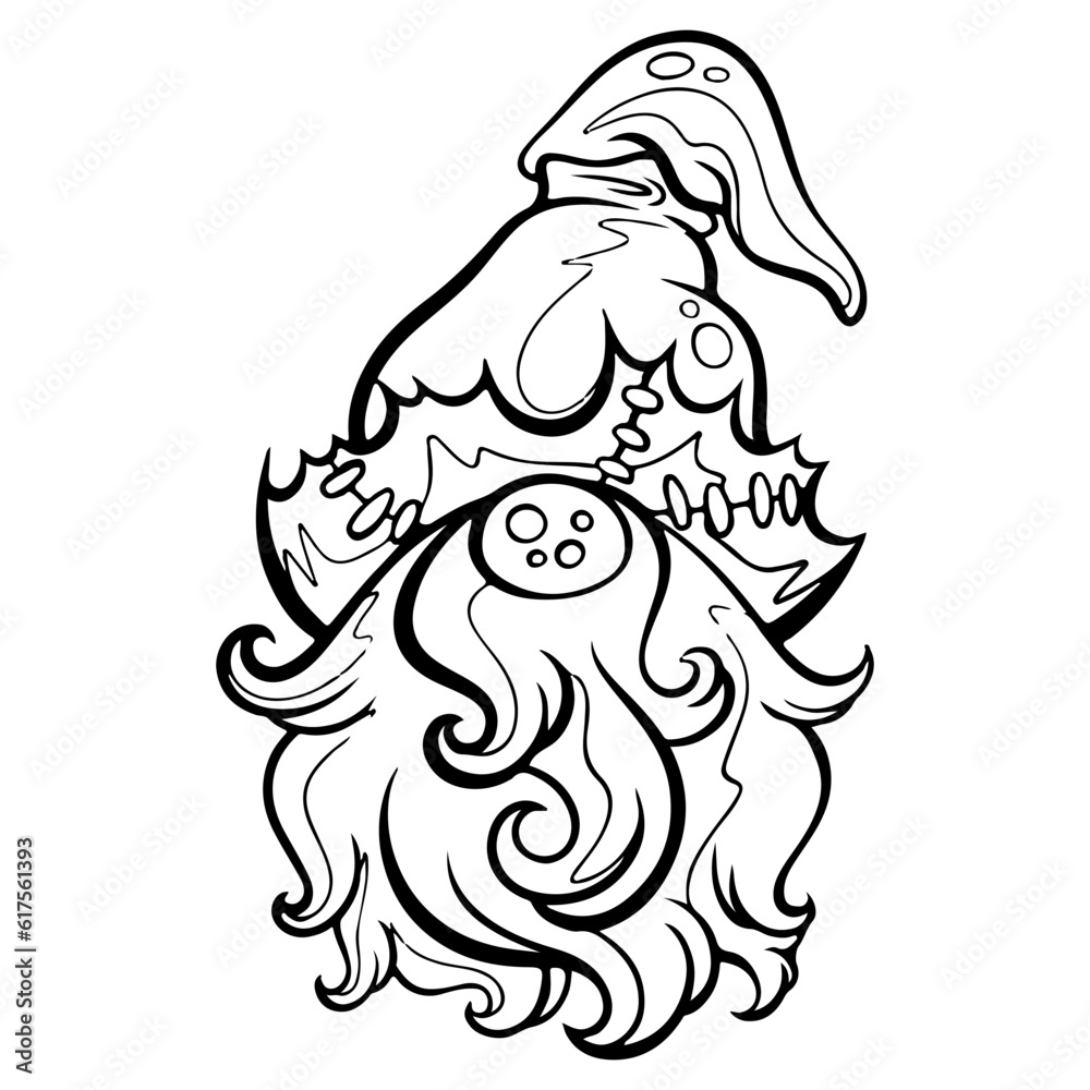 Gnome, black and white stripes on the white background Is a vector image Suitable for coloring Or general lines Gnome, black and white stripes on the white background Is a vector image Suitable for coloring Or general lines