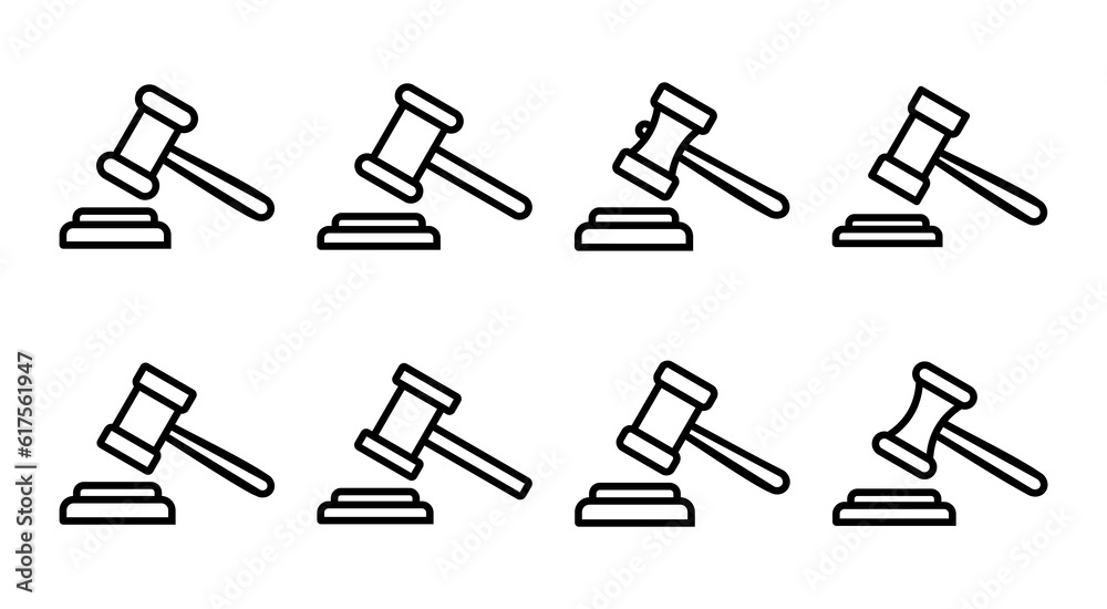 Gavel icon set illustration. judge gavel sign and symbol. law icon. auction hammer Gavel icon set illustration. judge gavel sign and symbol. law icon. auction hammer