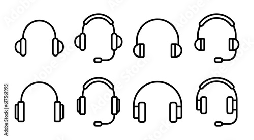 Headphone icon set illustration. Headphone sign and symbol