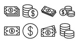 Money icon set illustration. Money sign and symbol