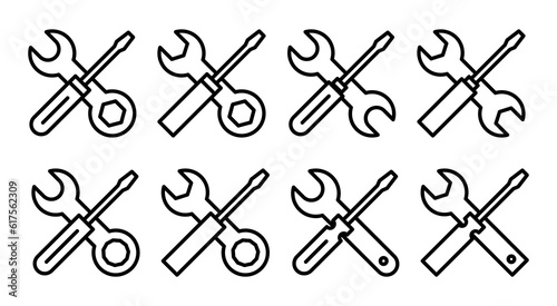 Repair tools icon set illustration. tool sign and symbol. setting icon. Wrench and screwdriver. Service