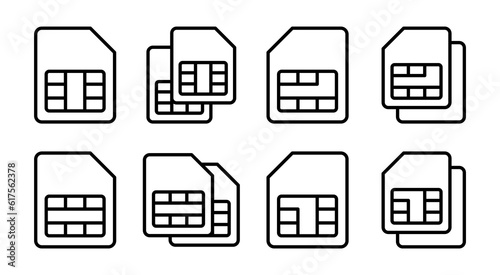 Sim card icon set illustration. dual sim card sign and symbol