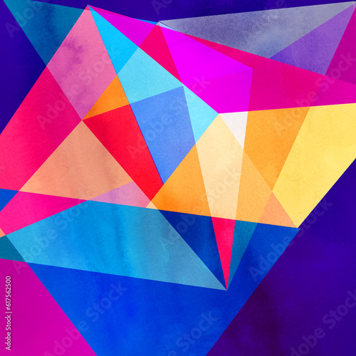 Watercolor abstract colorful background with geometry elements. Background for design template.