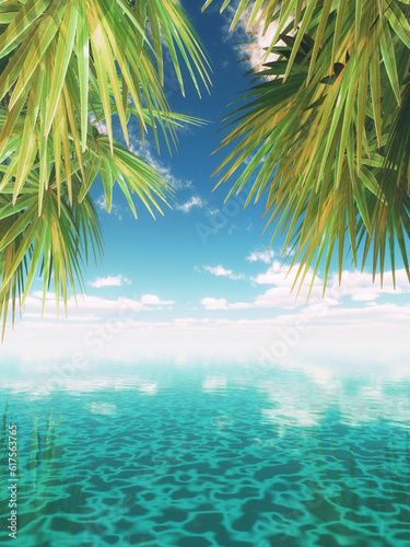 3D render of a tropical landscape