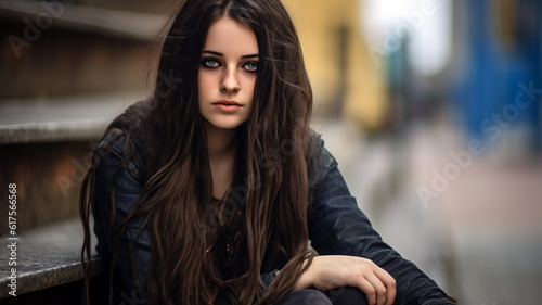 young adult woman with dirt...