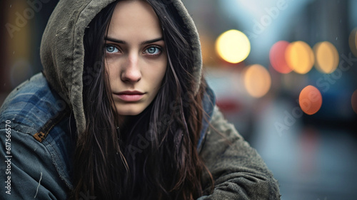 young adult woman with dirt...