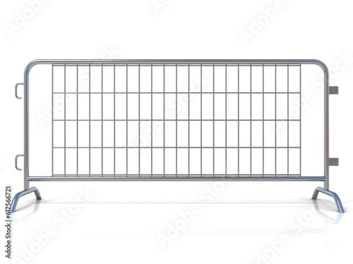 Steel barricades, isolated on white background. Front view