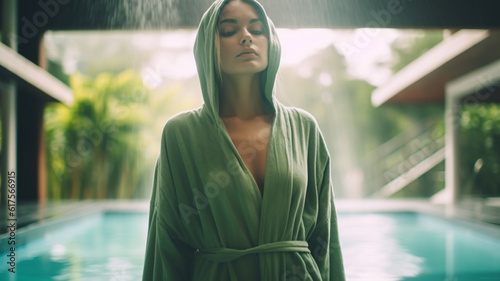 adult woman, wearing bathro...