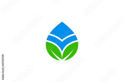 Eco leaf water drop logo design template