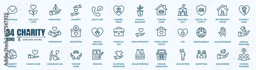 Charity Icons Pack. Thin line icons set. Flat icon collection set. Simple vector icons