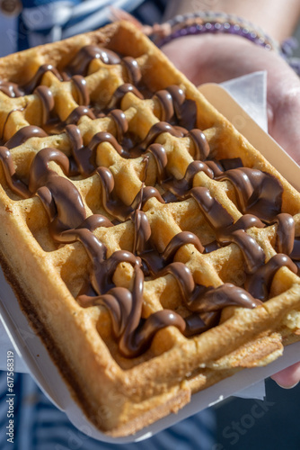 Delicious chocolate waffle