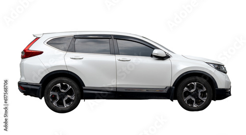 white SUV car isolated on white background with clipping path. © nathamag11