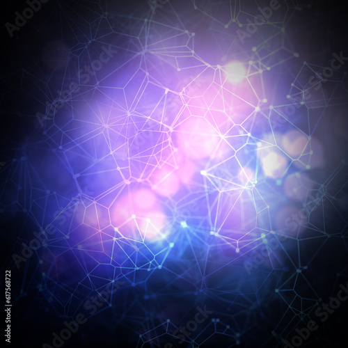 Abstract techno low poly background with connecting dots © Designpics