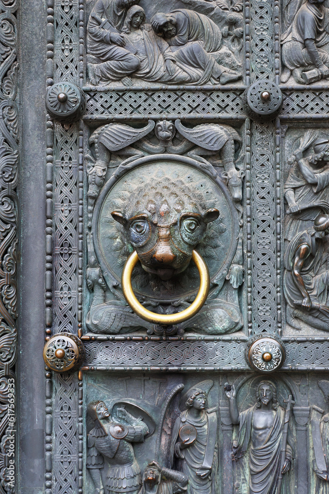 Ancient metal door of Bremen Cathedral, Germany. Ancient metal door of Bremen Cathedral, Germany.
