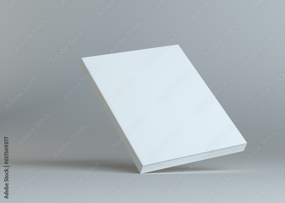 Blank empty book on grey studio background. Empty place for your content. 3D Illustration Blank empty book on grey studio background. Empty place for your content. 3D Illustration