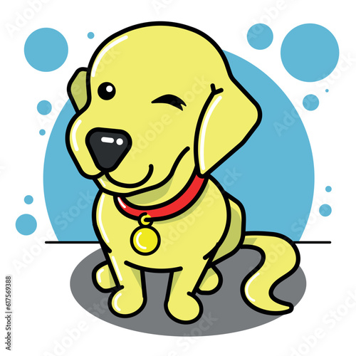 Cartoon of dog sitting and winking