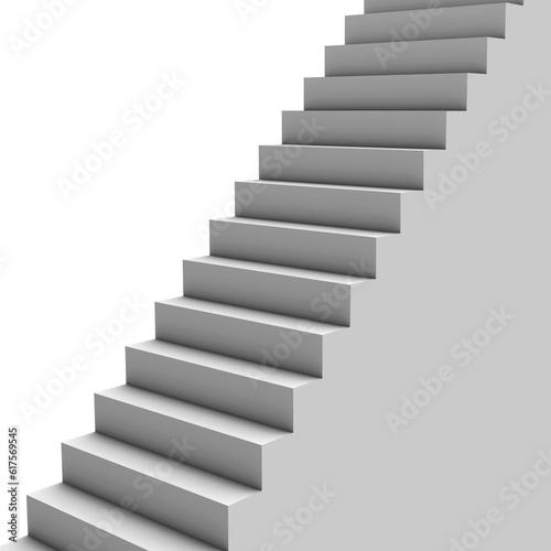 Contrasting gray staircase leading up. White background. 3d illustration