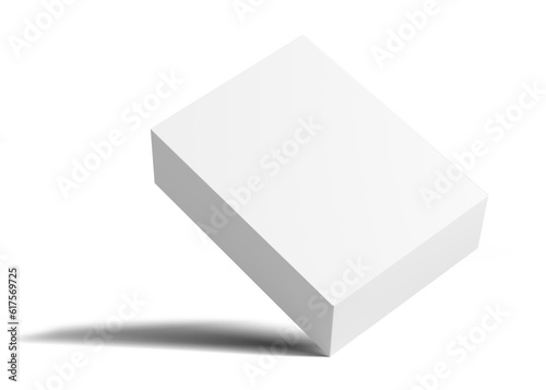 White Blank packaging cardboard box is tilted. Isolated on white background. 3D illustration