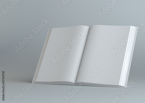 Φωτογραφία White empty open book on gray background